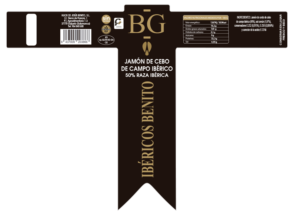 Jamón Ibérico Cebo De Campo 50% R.I Benito BG